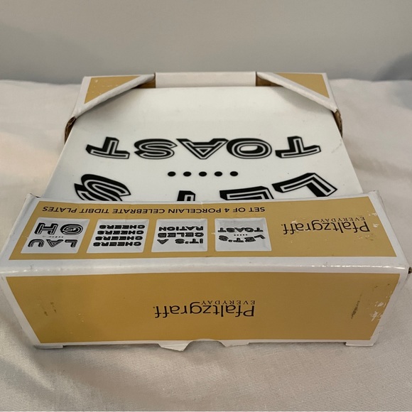 NIB Pfaltzgraff Set of 4 Porcelain Celebrate Tidbit Plates Square 5.5” x 5.5” - Picture 4 of 9